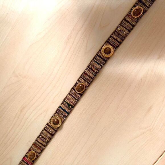 Y2K Elite Gold + Cream Beaded Western Belt - Picture 4 of 7